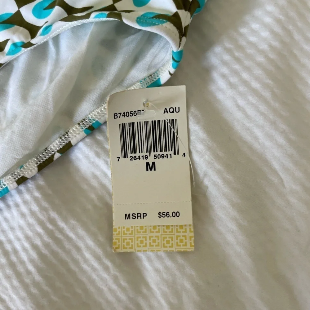 Trina Turk Aqua and Brown Wave Bikini Bottom